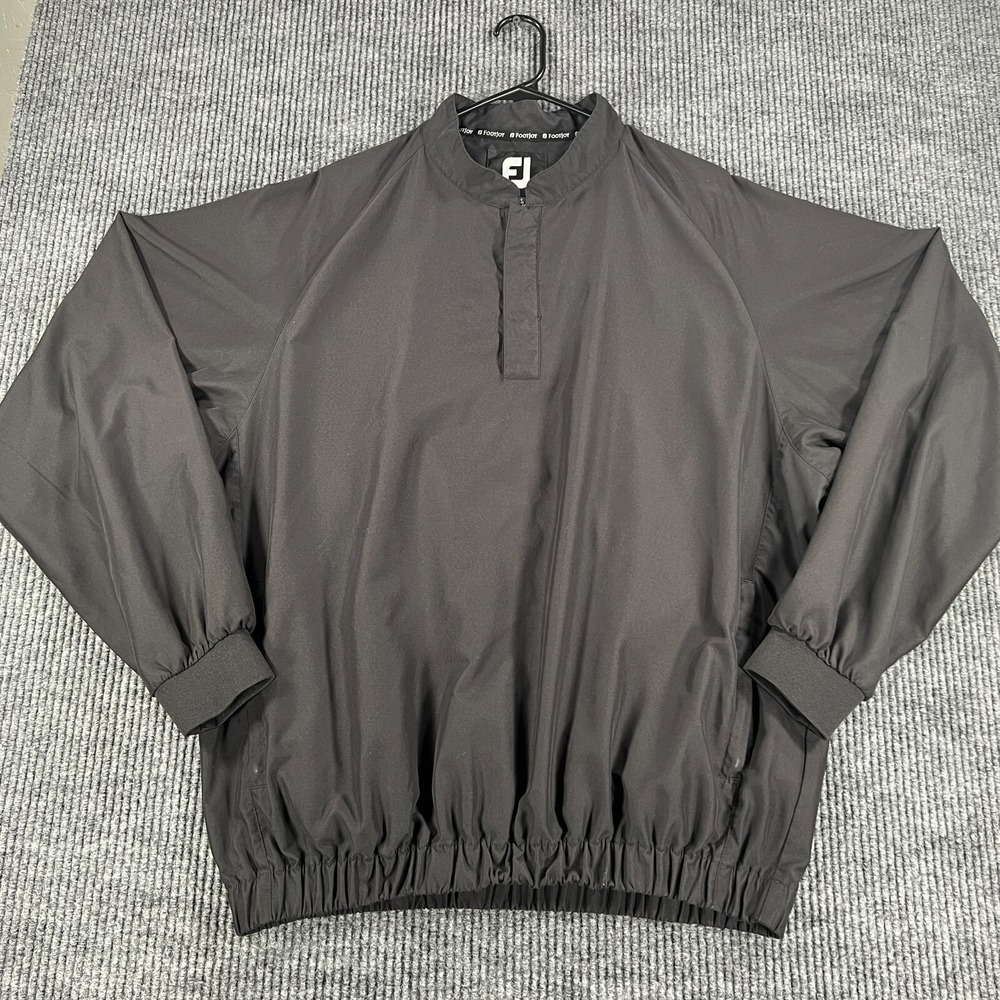 FootJoy Windbreaker Jacket Mens Large Black Long Sleeve 1/4 Zip‎ Golf Casual